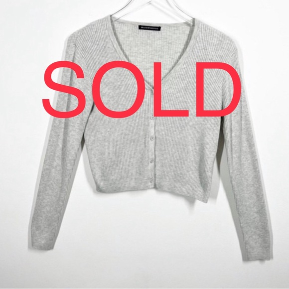 Brandy Melville Sweaters - Brandy Melville Collin Ribbed Long Sleeve Light Grey Cardigan Sweater One Size